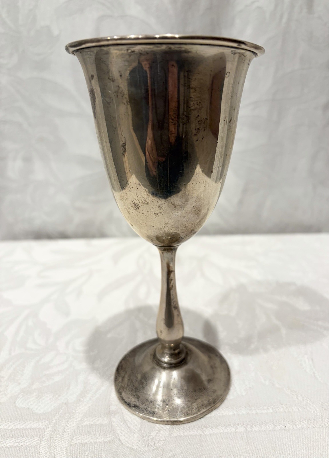 Vintage Classic Stemmed Sterling Silver Goblet 6.625″ Tall 95g Maker Style 502