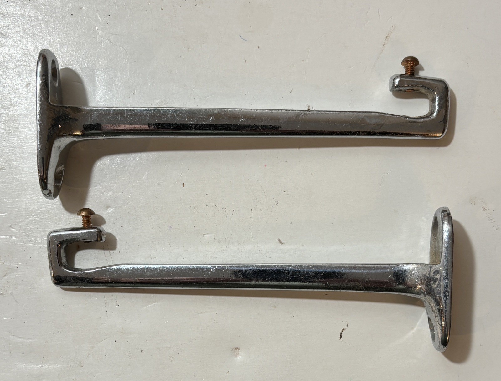 Vintage Chrome Plated Brass Glass Shelf Bracket Bathroom Kitchen Hardware