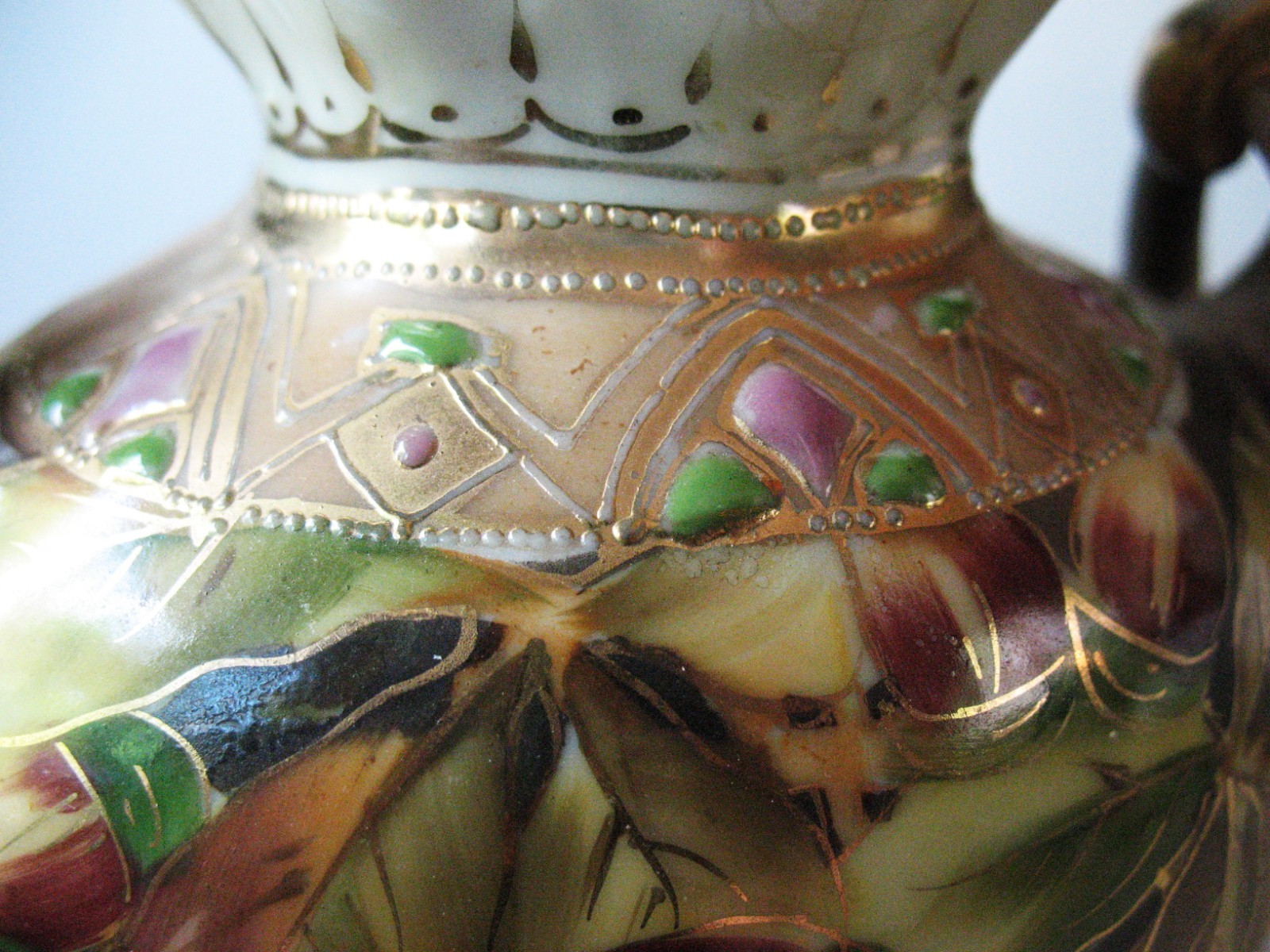 Noritake Morimura Nippon Vase Hand Painted Flowers Gold Moriage