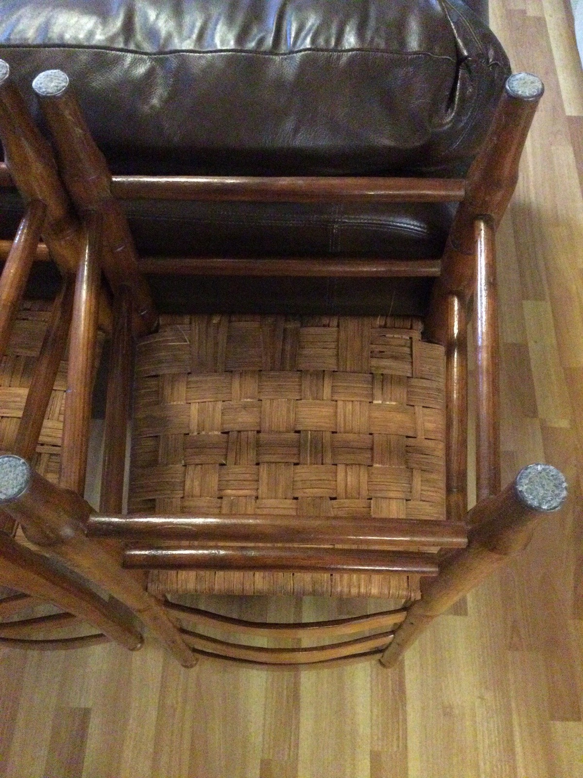Vintage Lot Of 3 Ladder Back Chairs, Wood, Woven Rush Seats, Unbranded.
