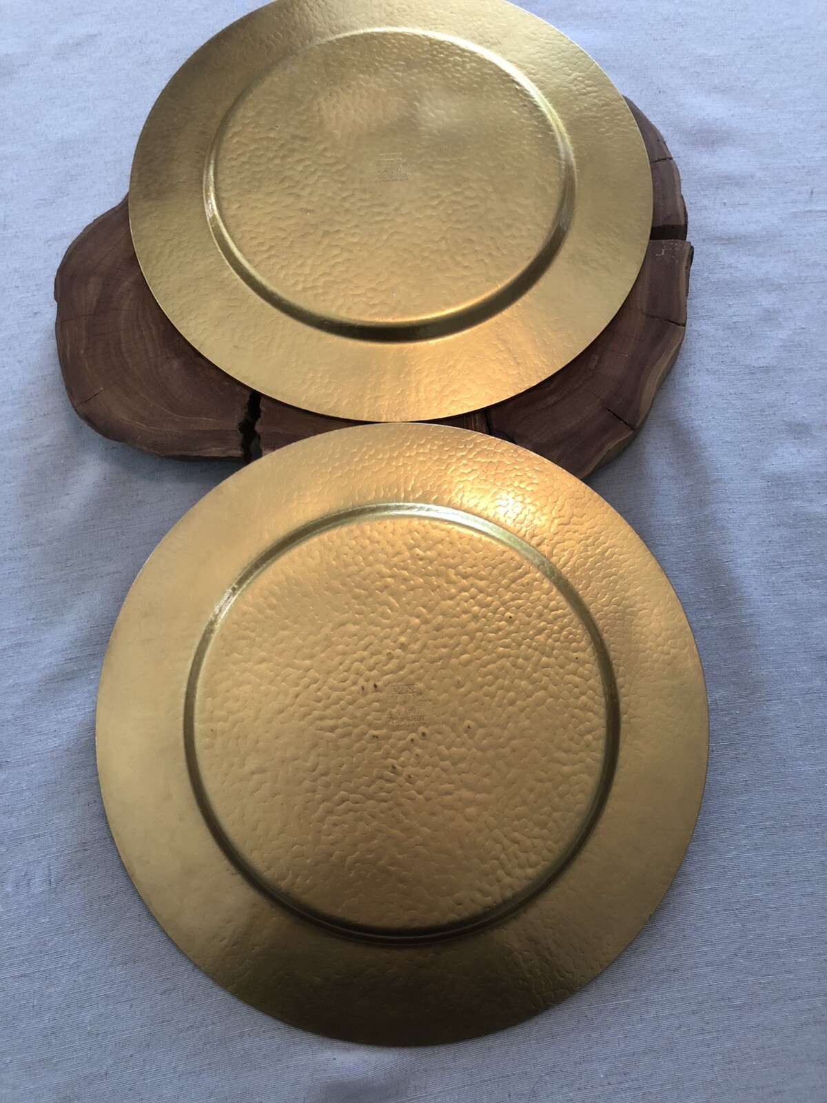 1920’s Apollo Studios By BERNARD RICE’S SONS 10.5” Brass Charger Plates Set Of 2