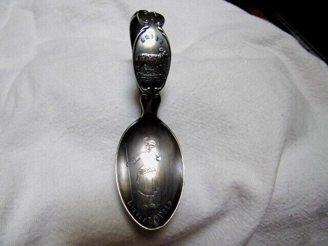 Antique Joseph Mayer Sterling Silver Baby Spoon Little Bo Peep March Aries RARE