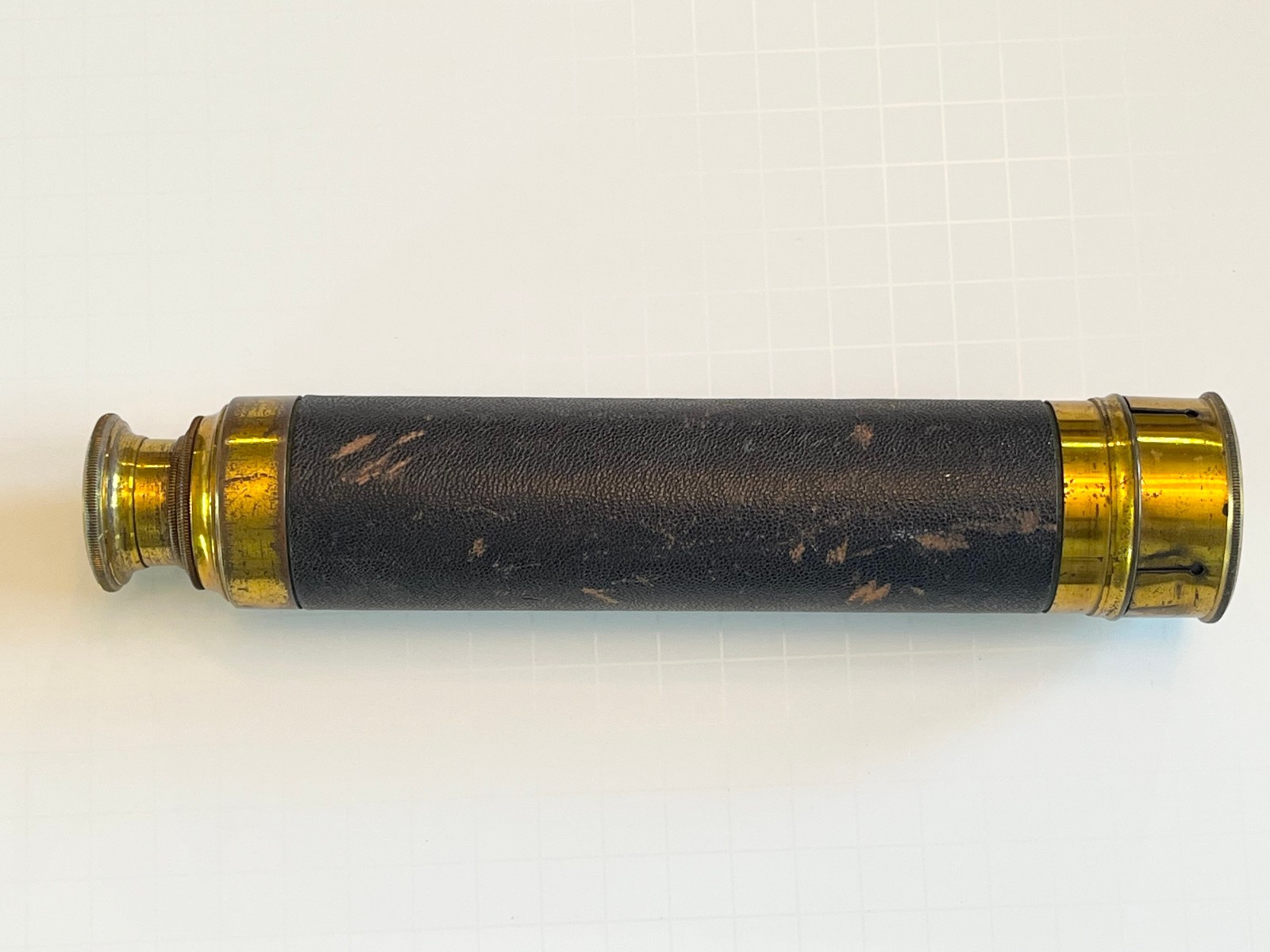 Antique 1800s Victorian 3 Draw Brass Telescope – Leather Wrapped – 19th Century