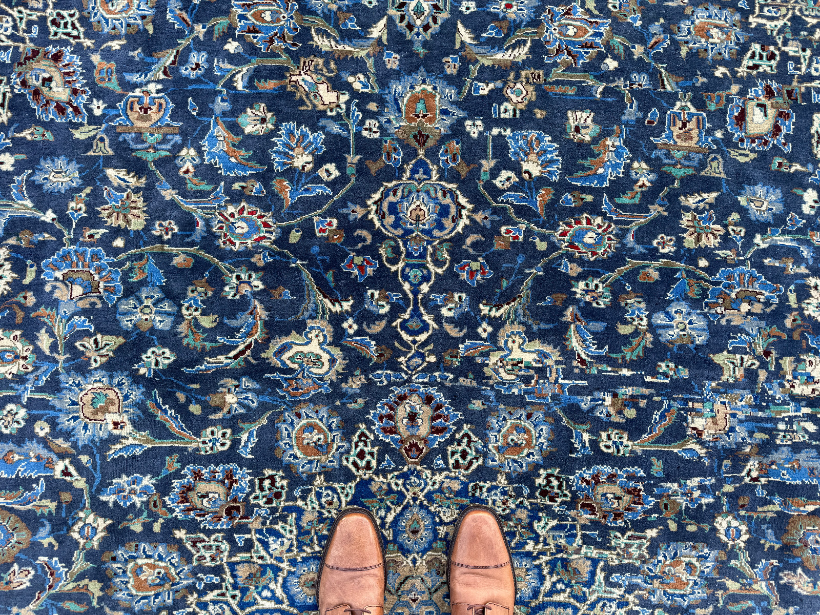 BLUE VINTAGE ORIENTAL RUG 10×12 HAND-KNOTTED ANTIQUE BIG fine handmade 10×11 ft