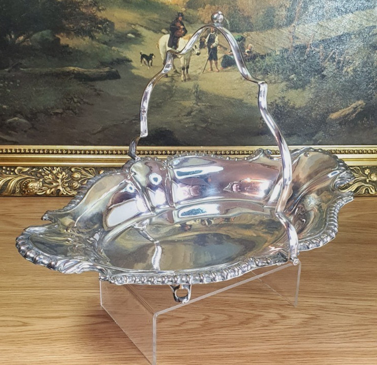Silver Plated Server with Foldable Handle on 4 Feet Over 12″ long Antique EPNS