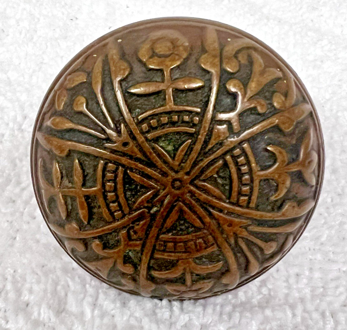 Single Victorian Brass Doorknob Floral Plus Design 2 1/4″
