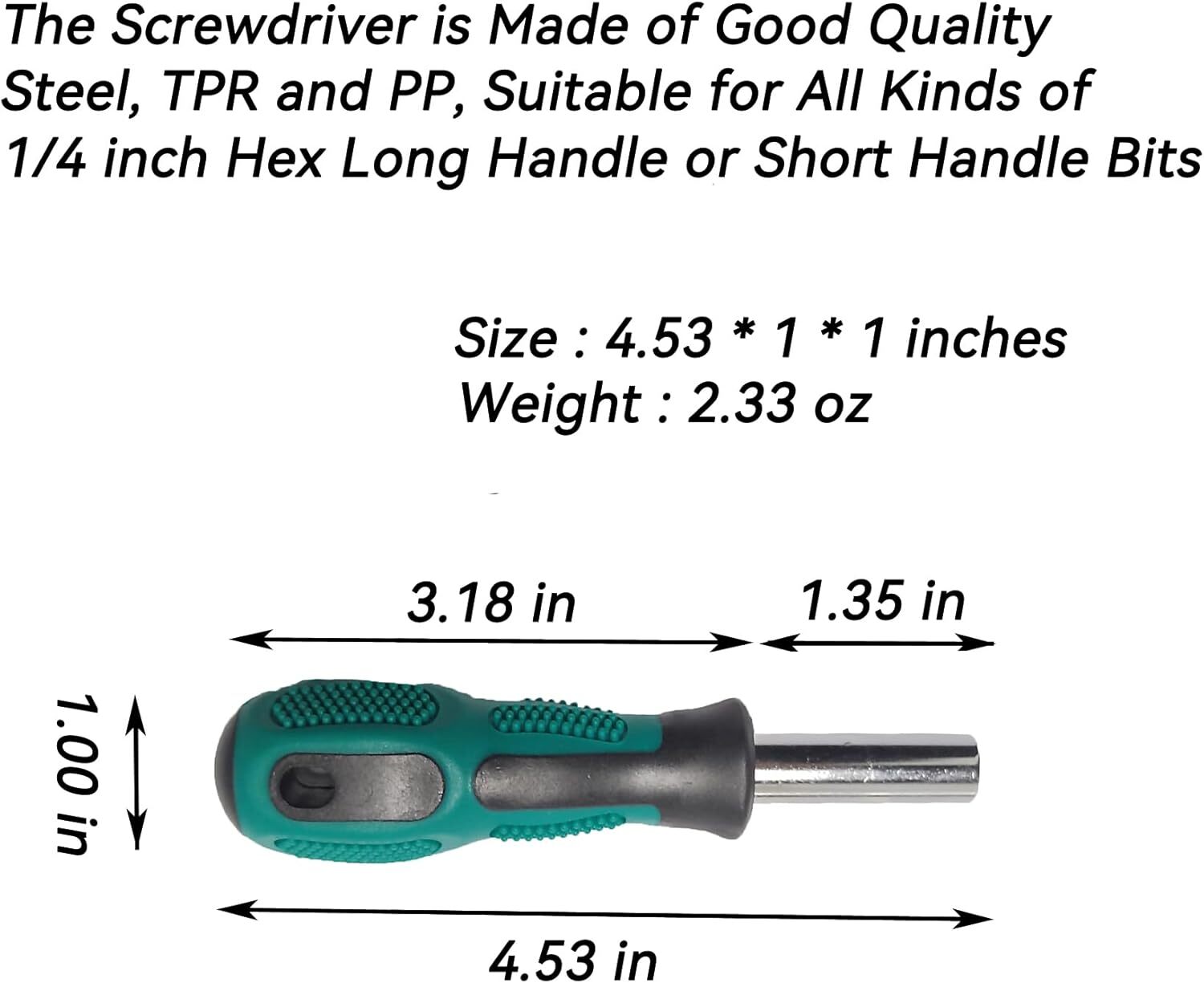 Bit Driver Handle,2 Pieces 1/4 Inch Bit Driver Magnetic Screwdriver Bit Driver,