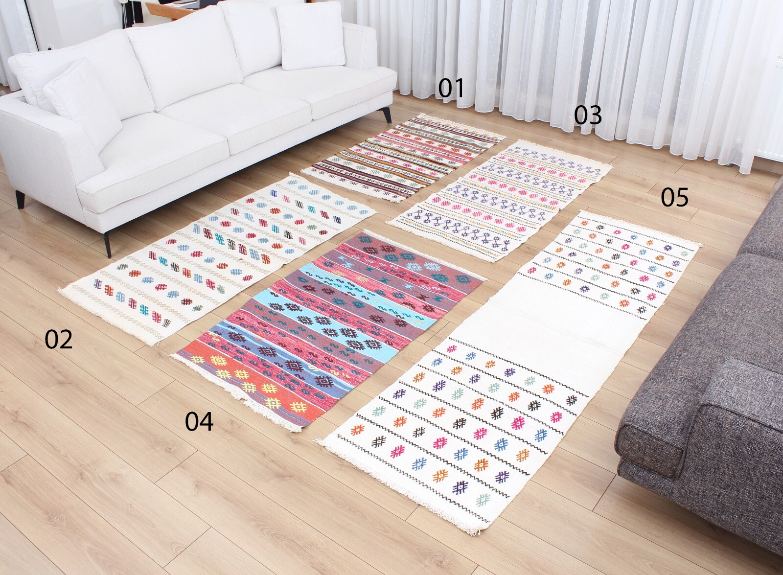 Set of 5 pcs Kilim Turkish 2.30′ x 3.90′ Vintage Fast Shipment 15676-77-78-79-80