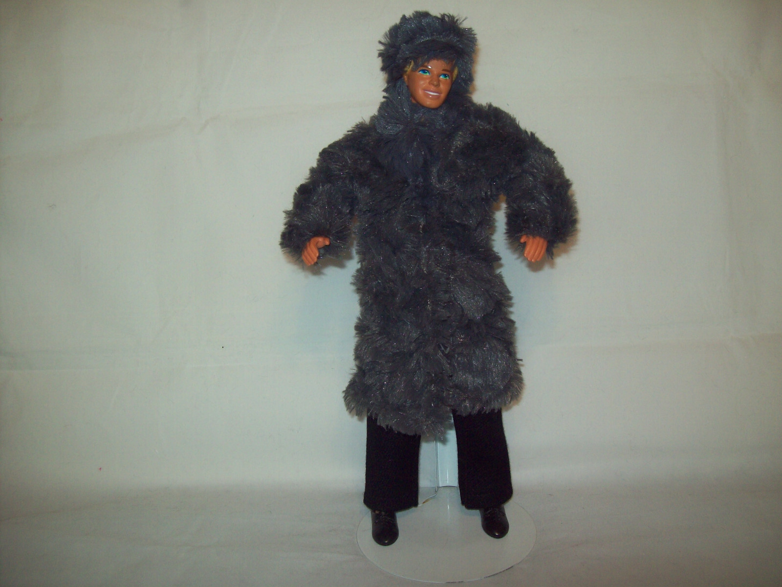 Kens Dark Gray Fur Coat w/ Dark Gray Velour Lining + Hat { Snap }