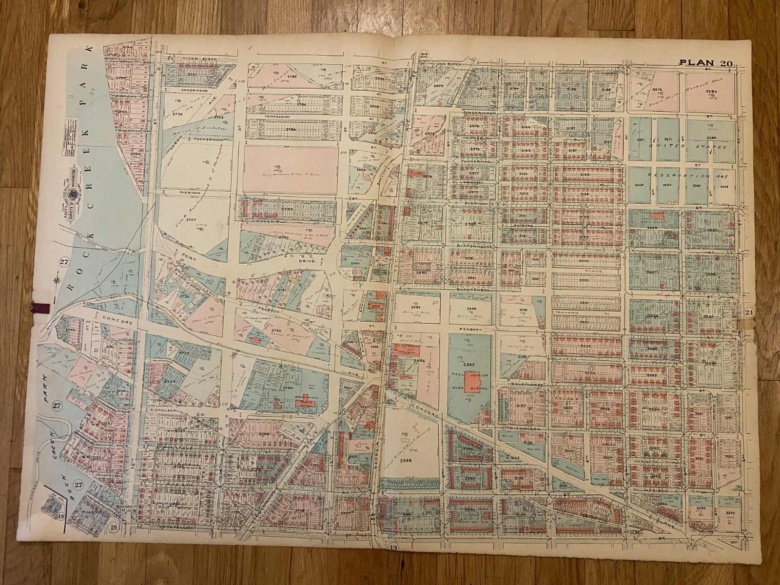 Detailed large plat map. North Brightwood Area (PLAN 20) Washington D.C. 1931