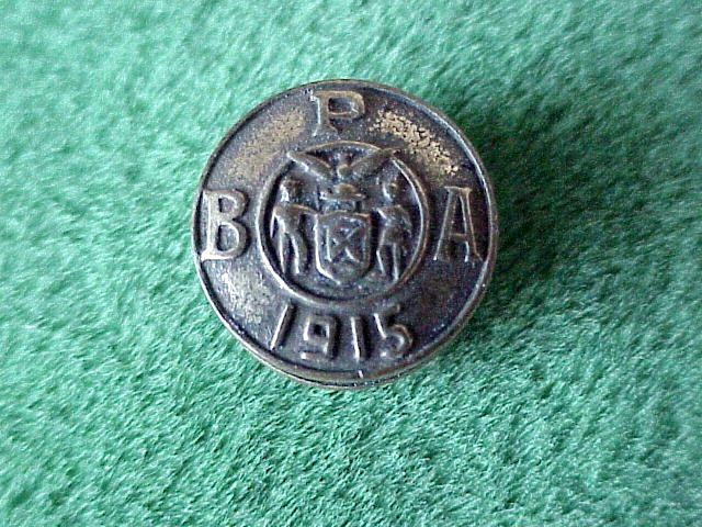 Antique 1915 WWI ? Brass Uniform Button/Cuff or Collar Stud “PBA” – help ID