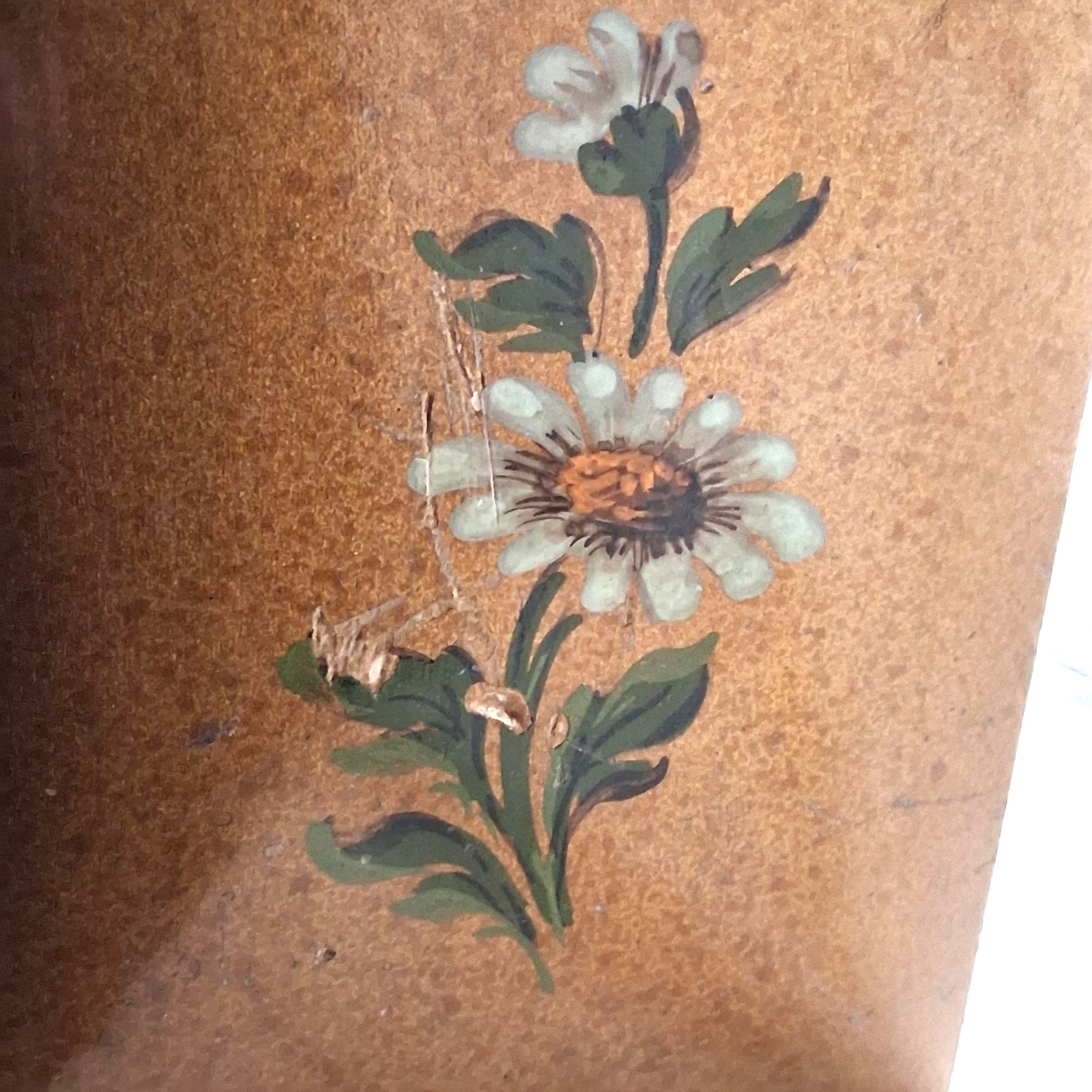 Vtg Italian Tole Lacquered Wood Folding Double Mirror Hand Painted Daisies, 4×6