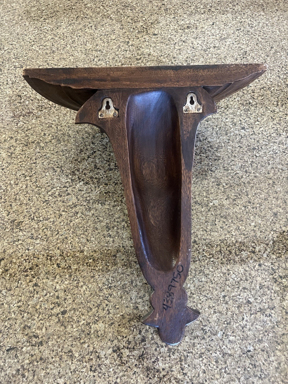 Vintage 15” Hand Carved Fluted Solid Dark Stained Wood Wall Sconce Shelve