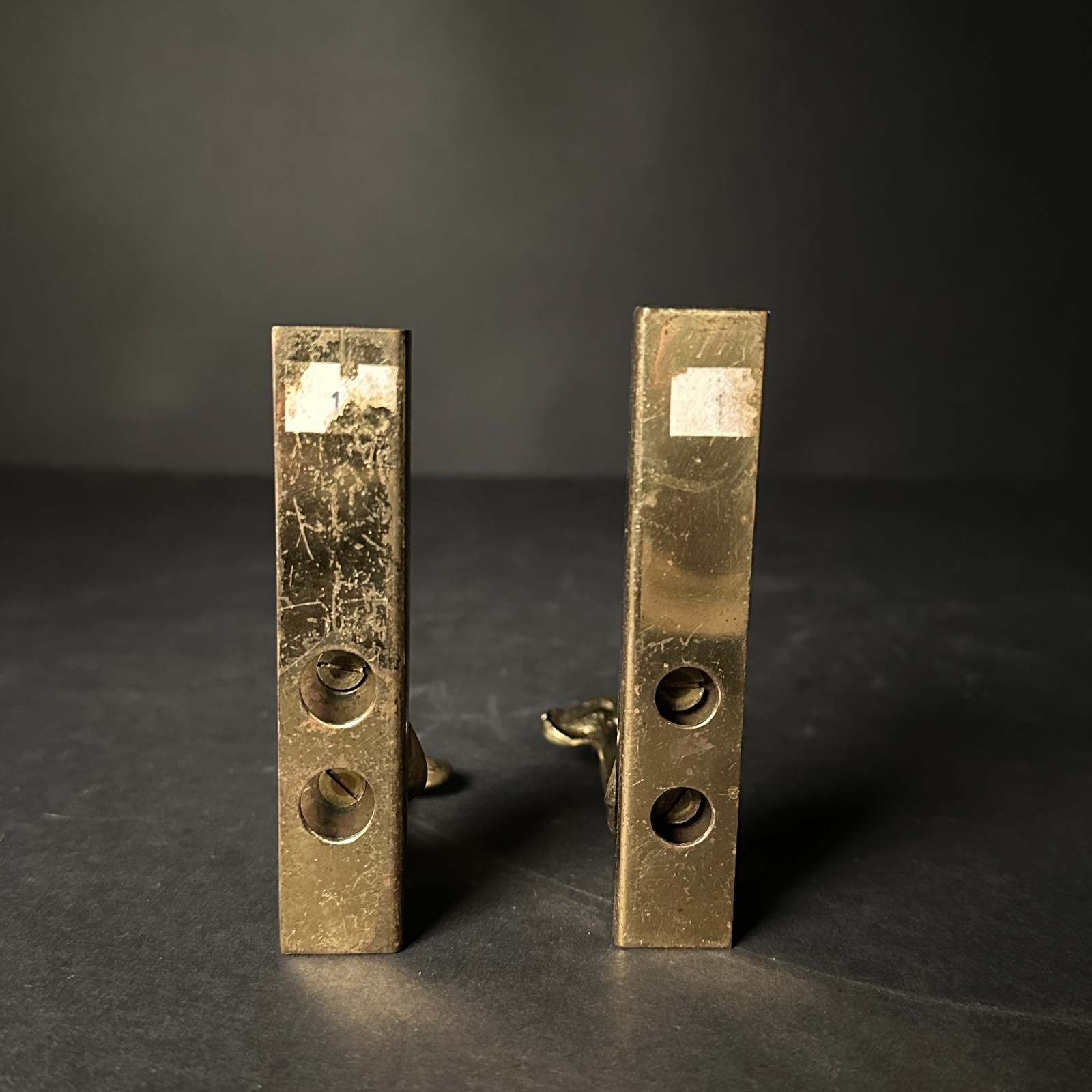 Vintage Solid Brass Dolphin Shelf Brackets, Mid-Century Hollywood Regency AS-IS