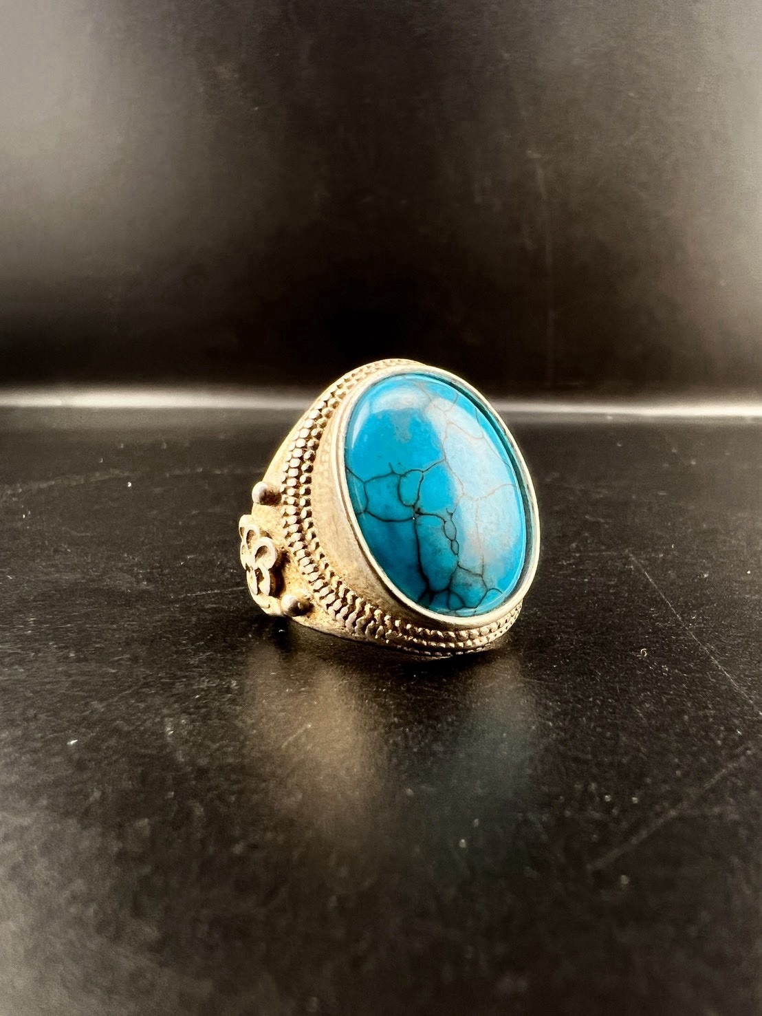 Rare Vintage Solid Silver RING WITH NATURAL stone