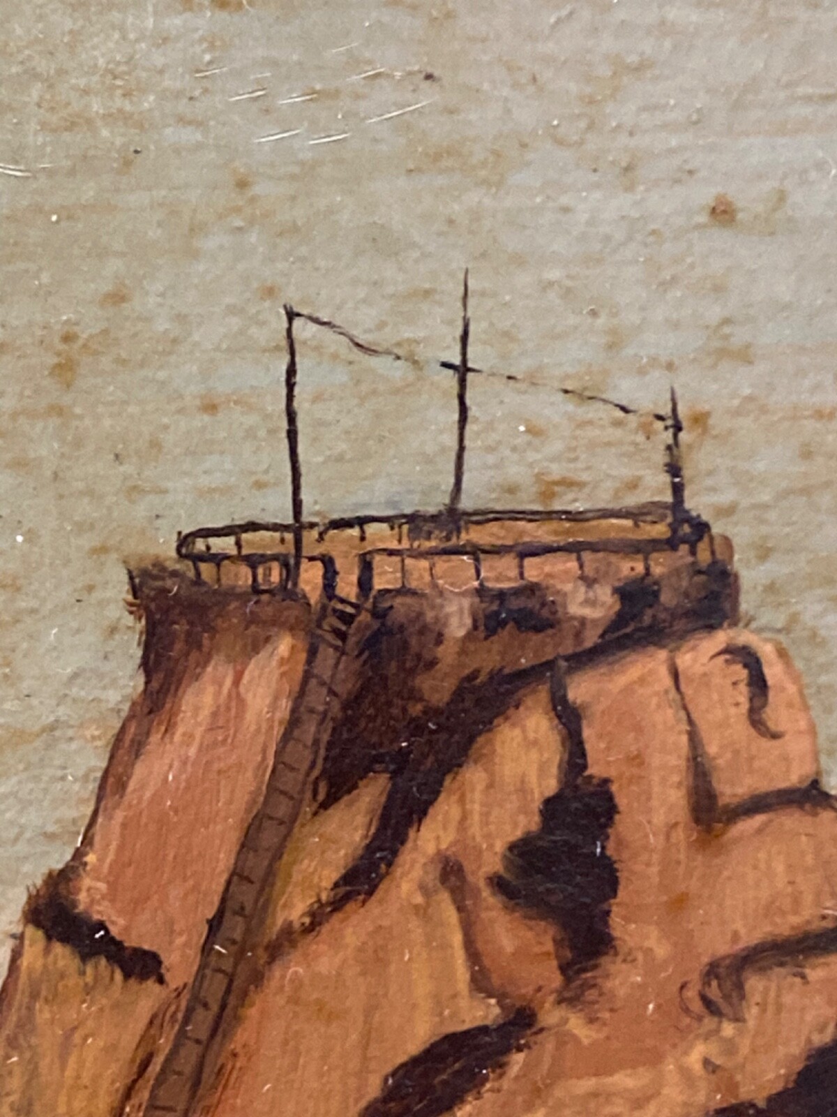 🔥 Antique Old 19th c. American Folk Art Nautical Ship Seascape Oil Painting