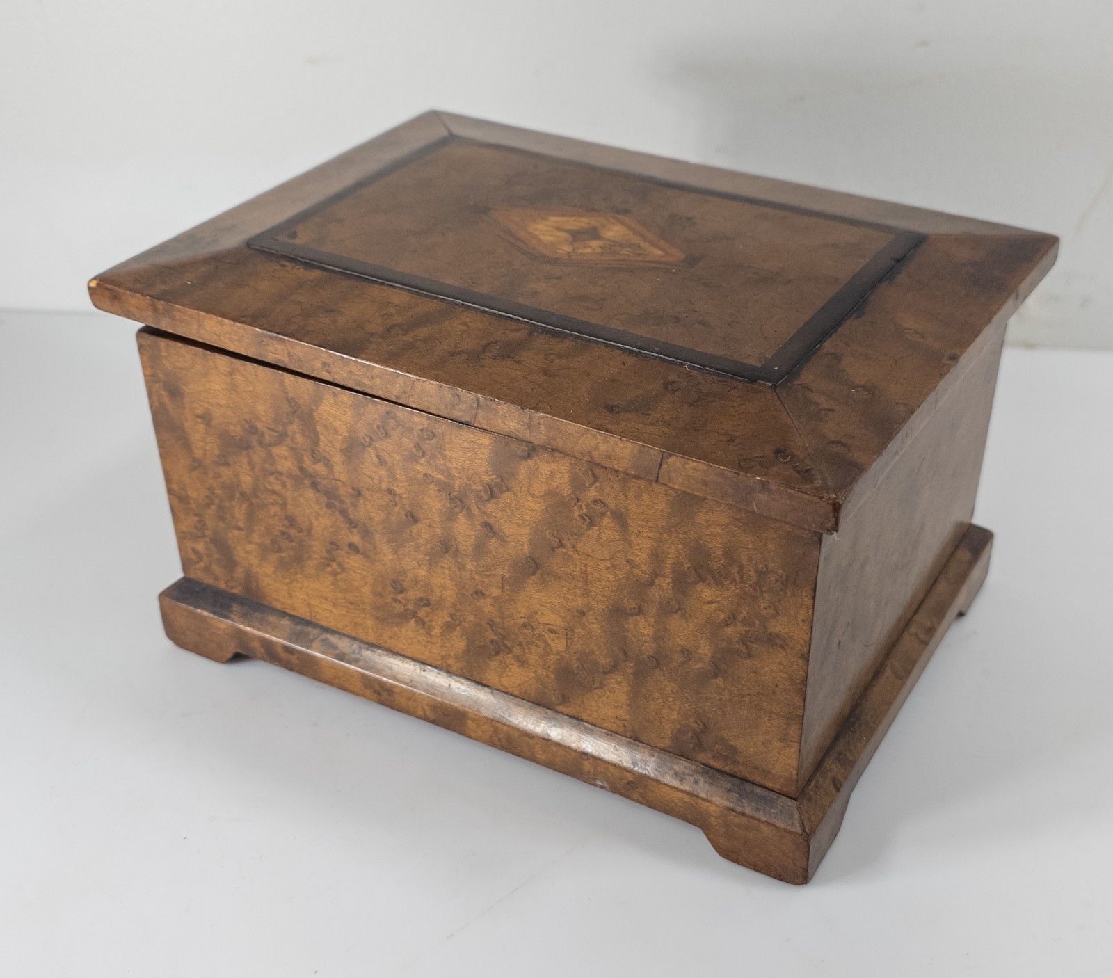 Antique Folk Art German Birdseye Maple Marquetry Prisoner of War Box WWI