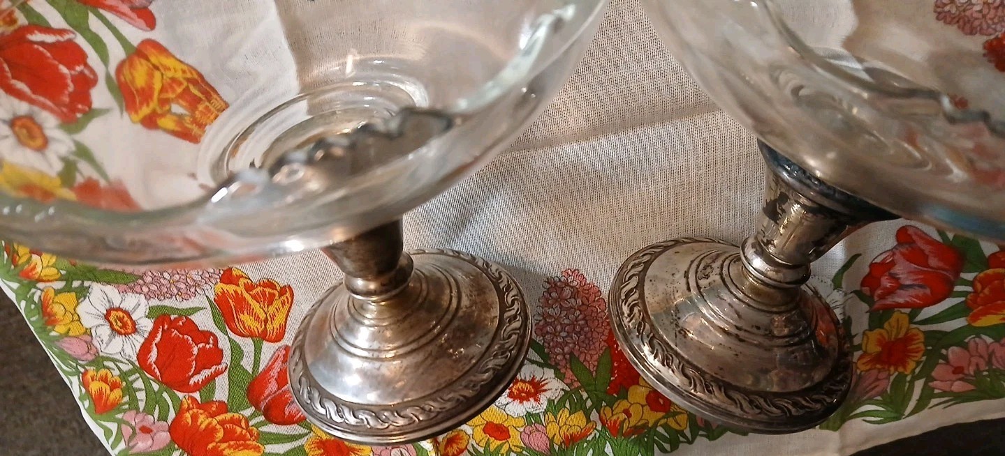 Amston 925 Sterling Candlesticks & Compote – Pair♡#540 Set Of Two♡ 1940s