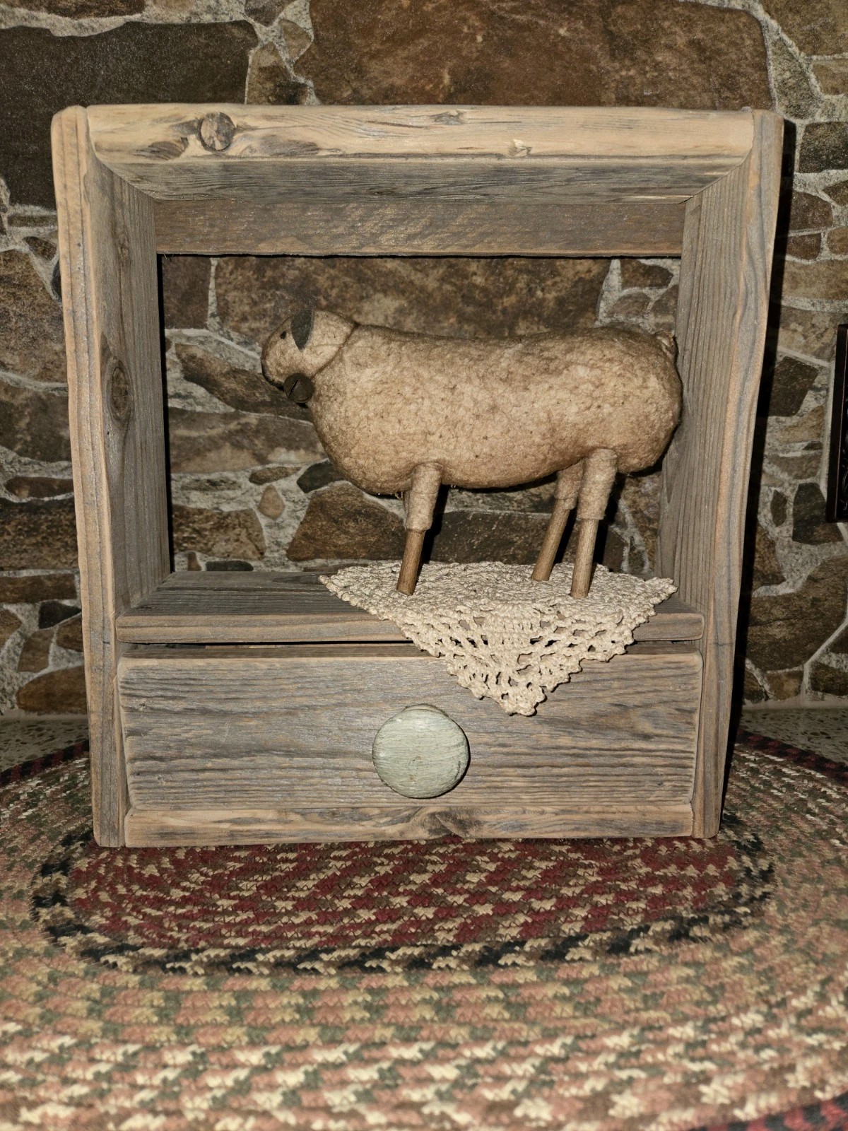 Handmade Primitive Rustic Wood Shelf w/ Drawer Reclaimed Wood Cubby