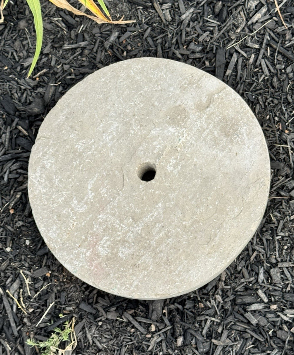 Antique Whetstone, Grinding Stone ~ RePurp PATIO Accent, 11.25″ Dia x 1.75″W
