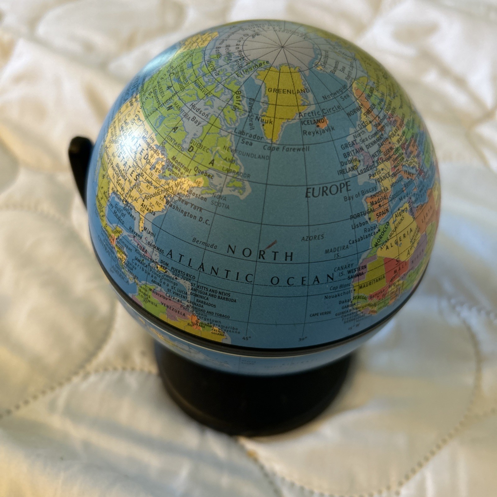 Vintage Replogle Globes Desk Size Mini Globe World Educational Map Decor, Spins