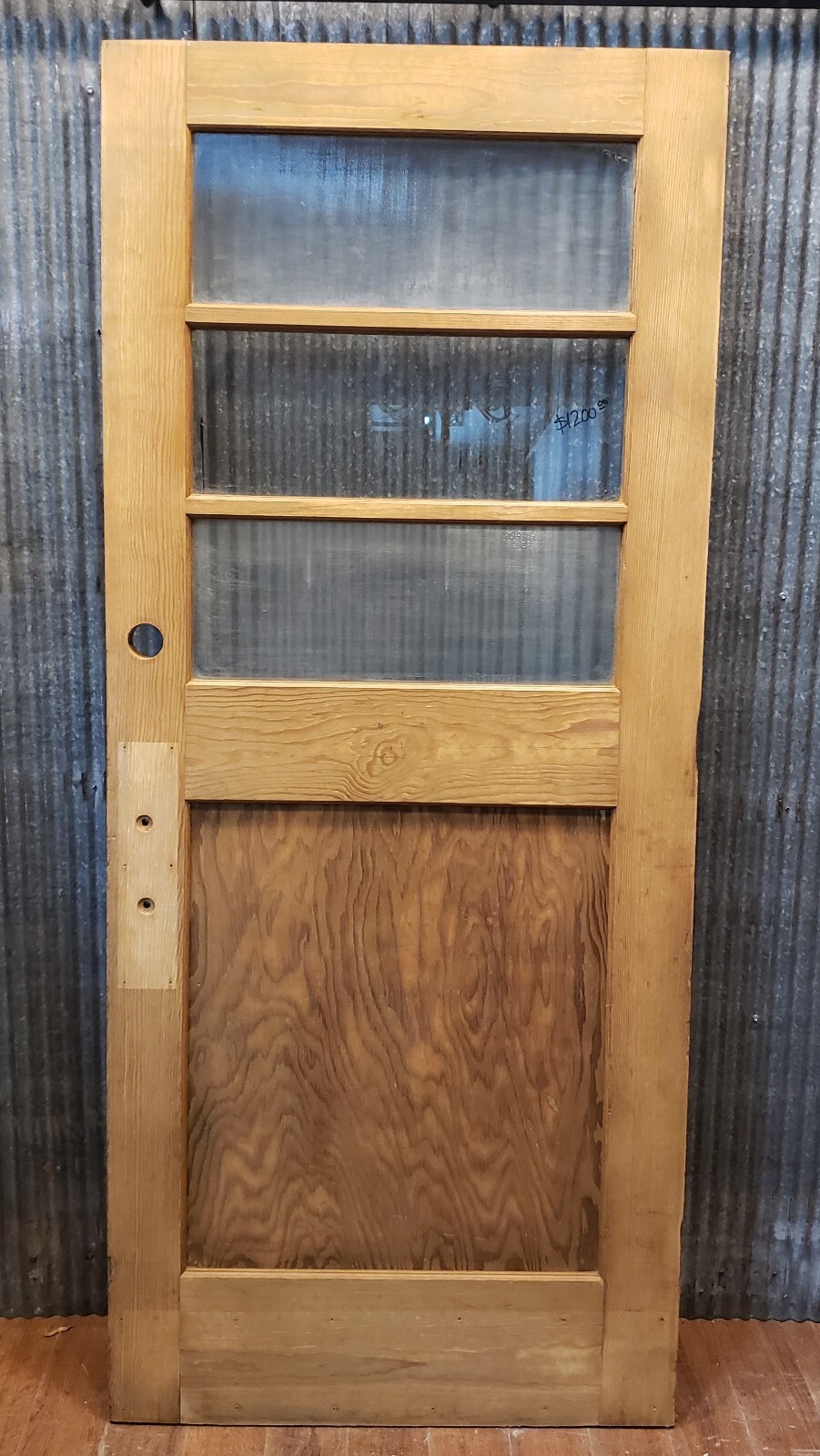 Newly Stripped 1/2 Glass Exterior Door 35 3/8″ x 82 3/4″ GA9564
