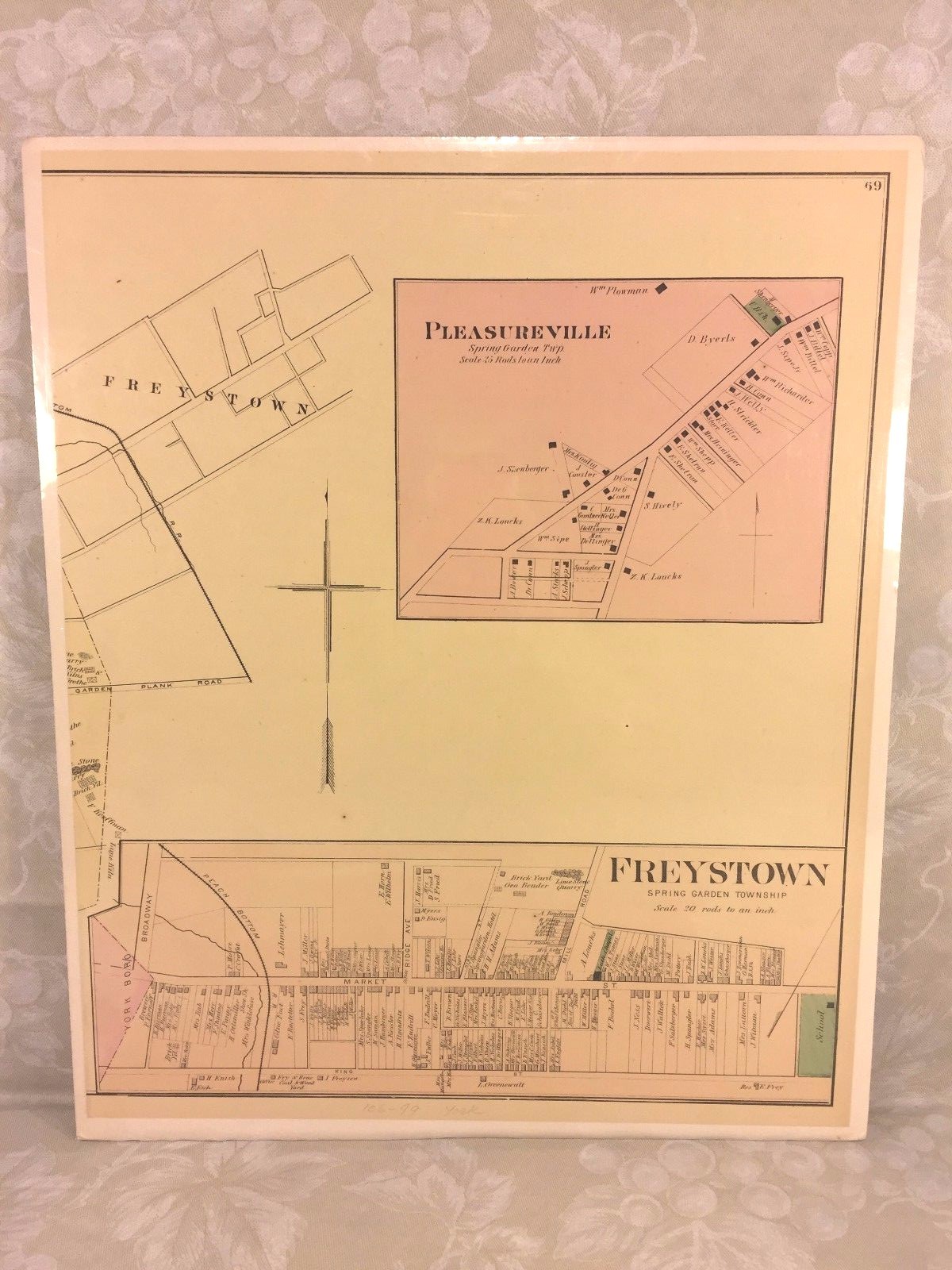 3 Maps of York County PA 1876 by Beach Nichols Publ Pomeroy Whitman & Co Set #2