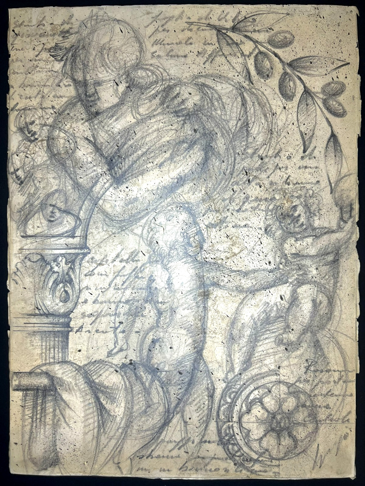 Renaissance Style-Mid 20th Original Drawing–attr Hans Wimmer- German Sculptor