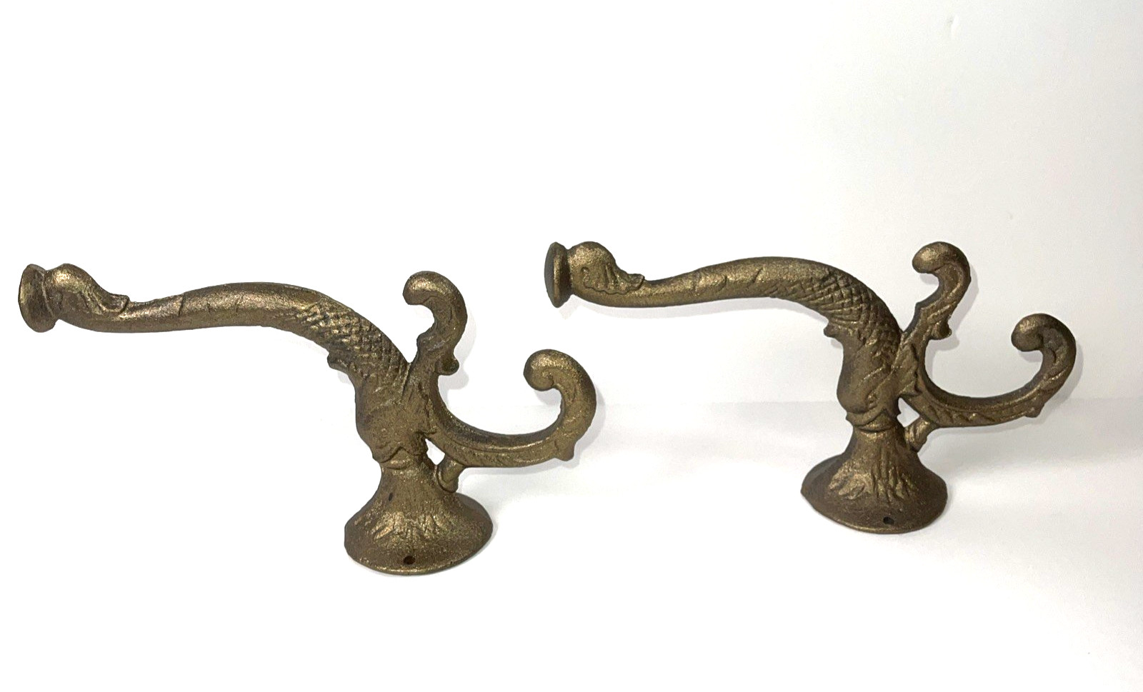 Koi Devil Fish Victorian Era Hooks Hall Trees Cast Metal 8 in Tall Set of 4