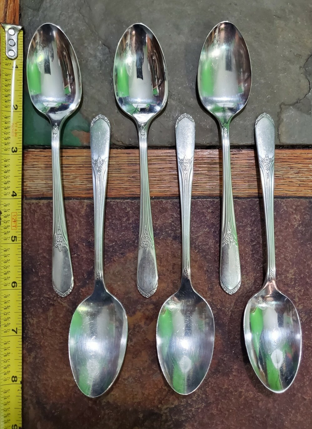 LOT OF 6 c1938 DEVONSHIRE AKA MARY LOU SILVERPLATE TEASPOONS/ TEA 🍵 SPOONS