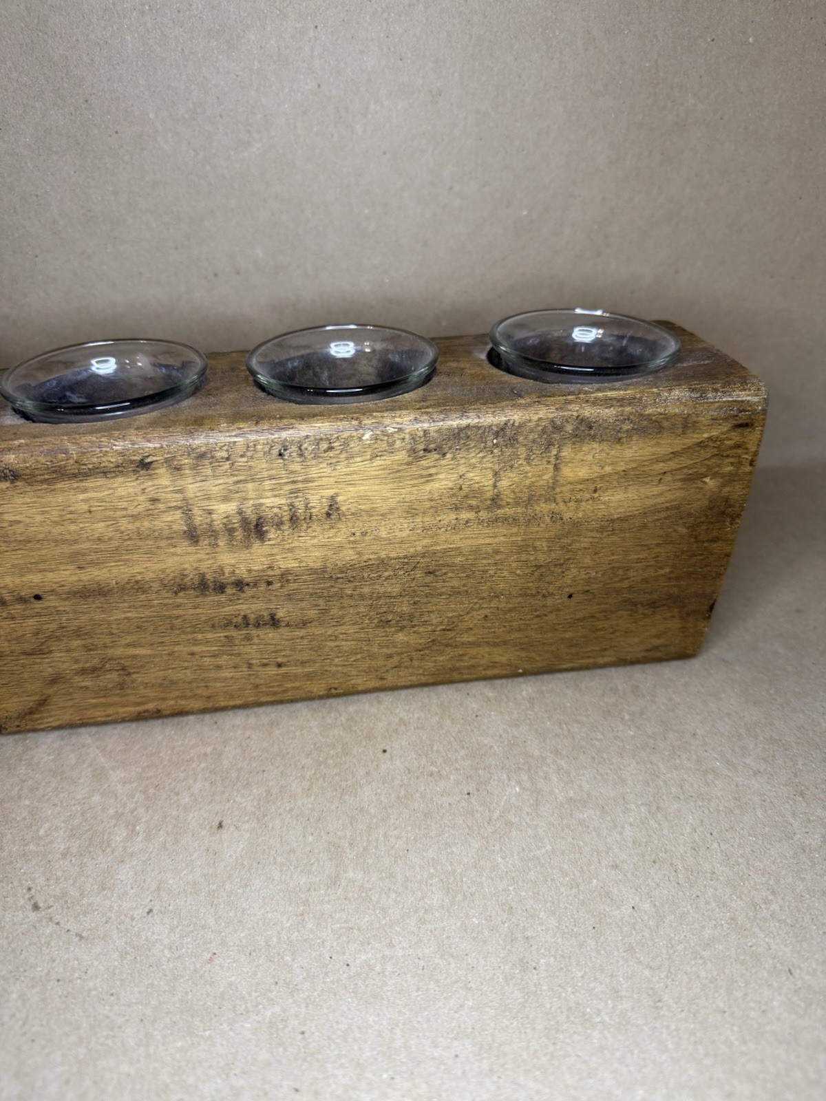 6 Hole Wooden Sugar Mold Wood Candle Holder Primitive Rustic Home Decor