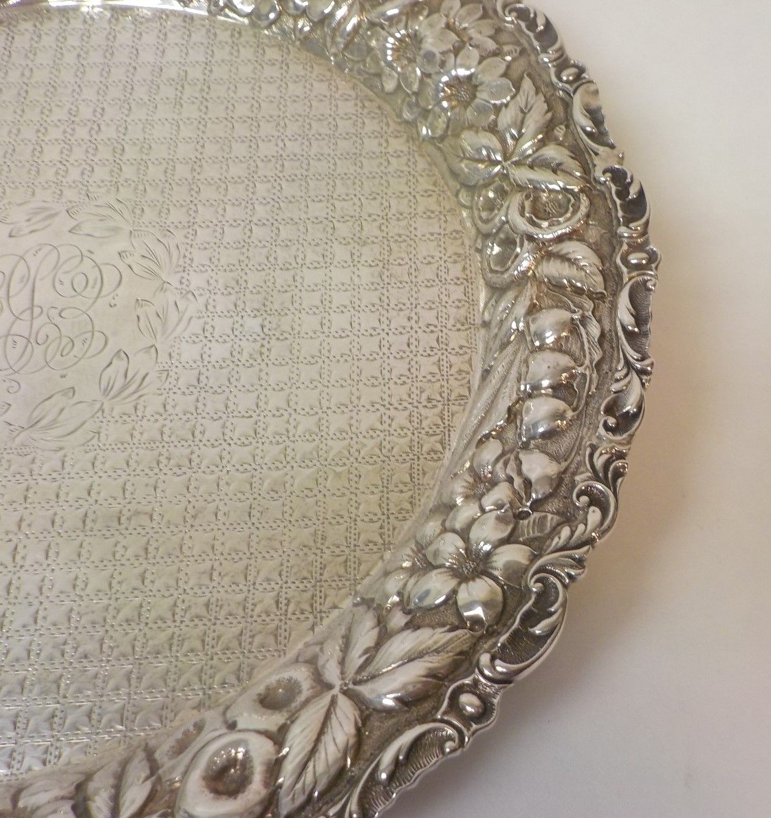Baltimore Sterling Silver REPOUSSE 8″ Footed Tray, c. 1900, 310 grams