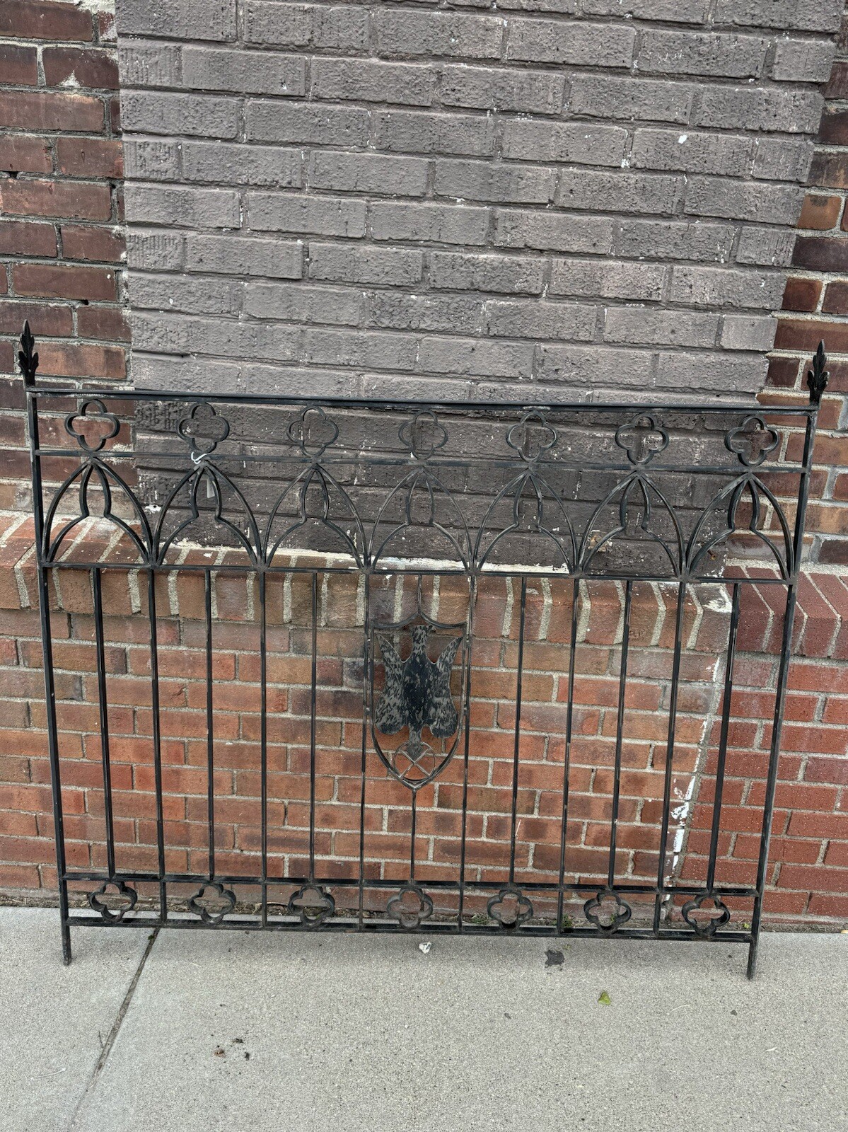 Vintage Black Wrought Iron Ecclesiastical Dove of Peace Church Railing