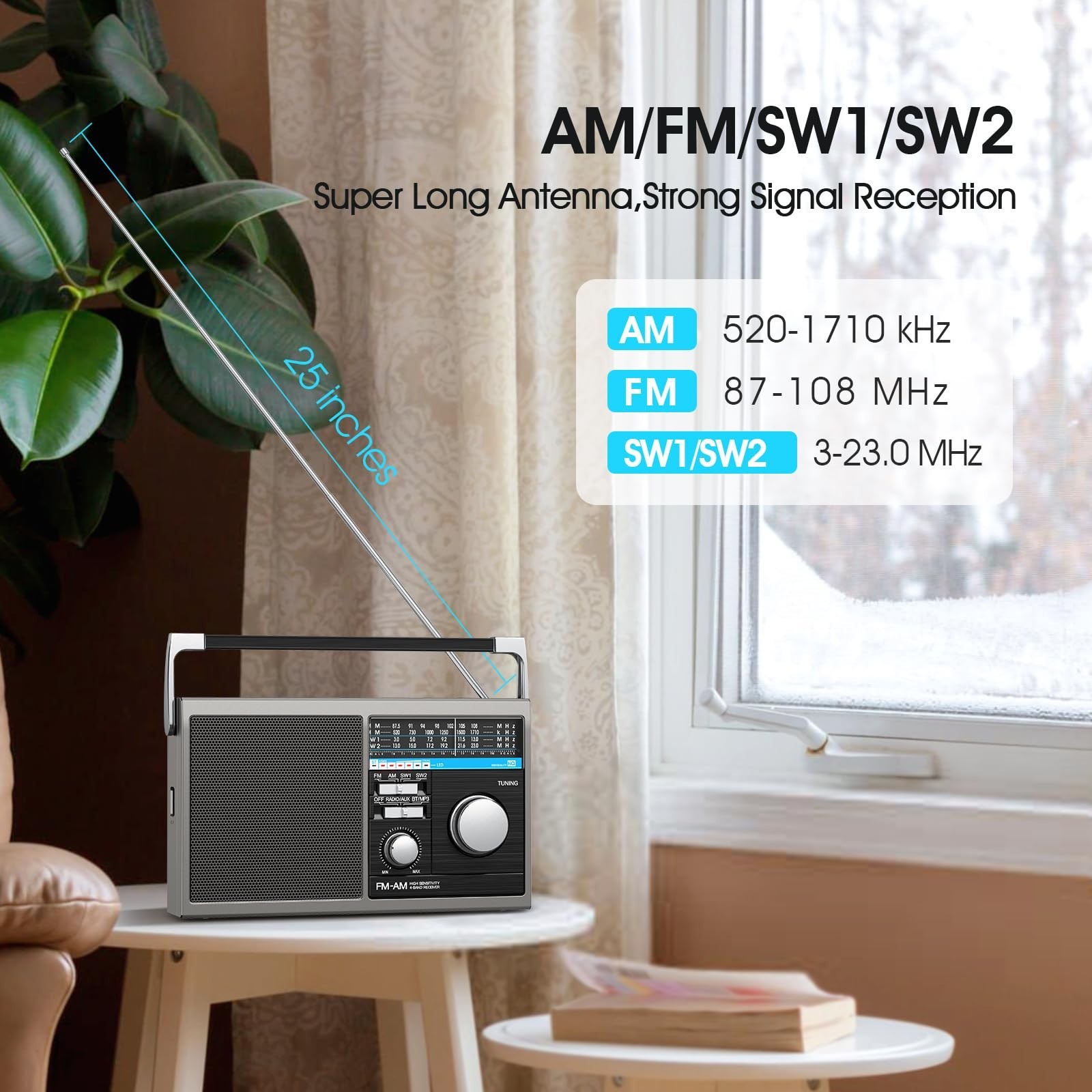 Portable AM FM Radio, Shortwave Transistor Radio with Best Reception, Battery…