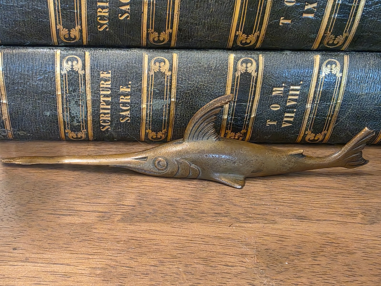 Antique Swordfish Letter Opener, KEYSTONE ORN. IRON & BRONZE WKS S.F