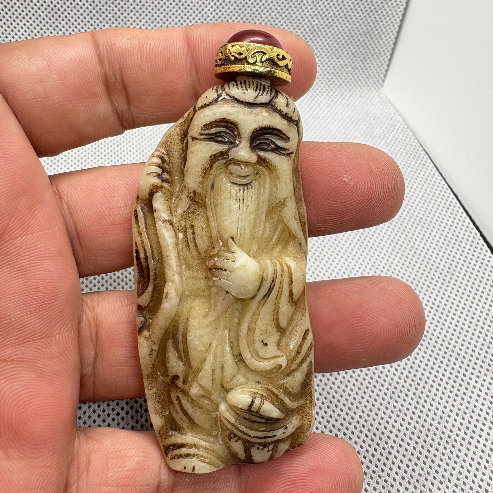 Old Chinese Natural Hetian Jade Hand-carved Exquisite Pendants , Snuff Bottle