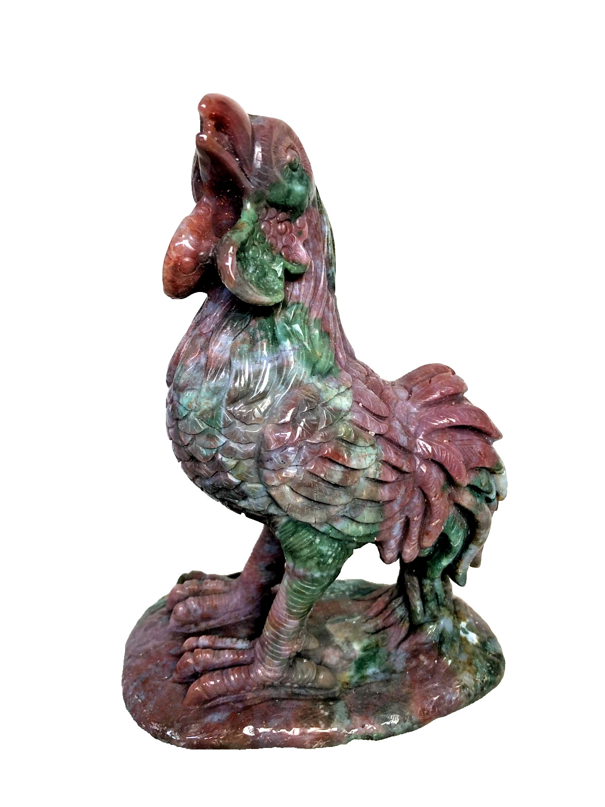 Vintage Chinese Quality Hand Carvings Rooster from Lavender Agate Natural Stone.