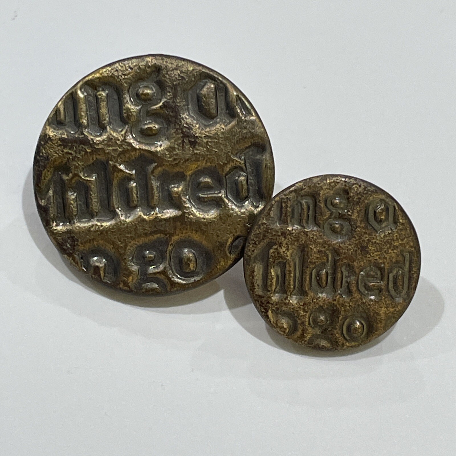 Vintage Metal Mother Daughter Buttons Imprinted Letters Words 7/8” & 5/8”