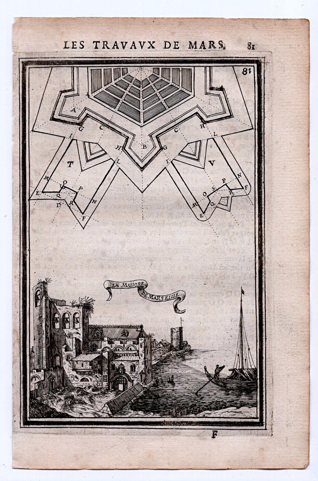 1671 Manesson Mallet Antique Print, Map, View, Old Marseille Cathedral, France