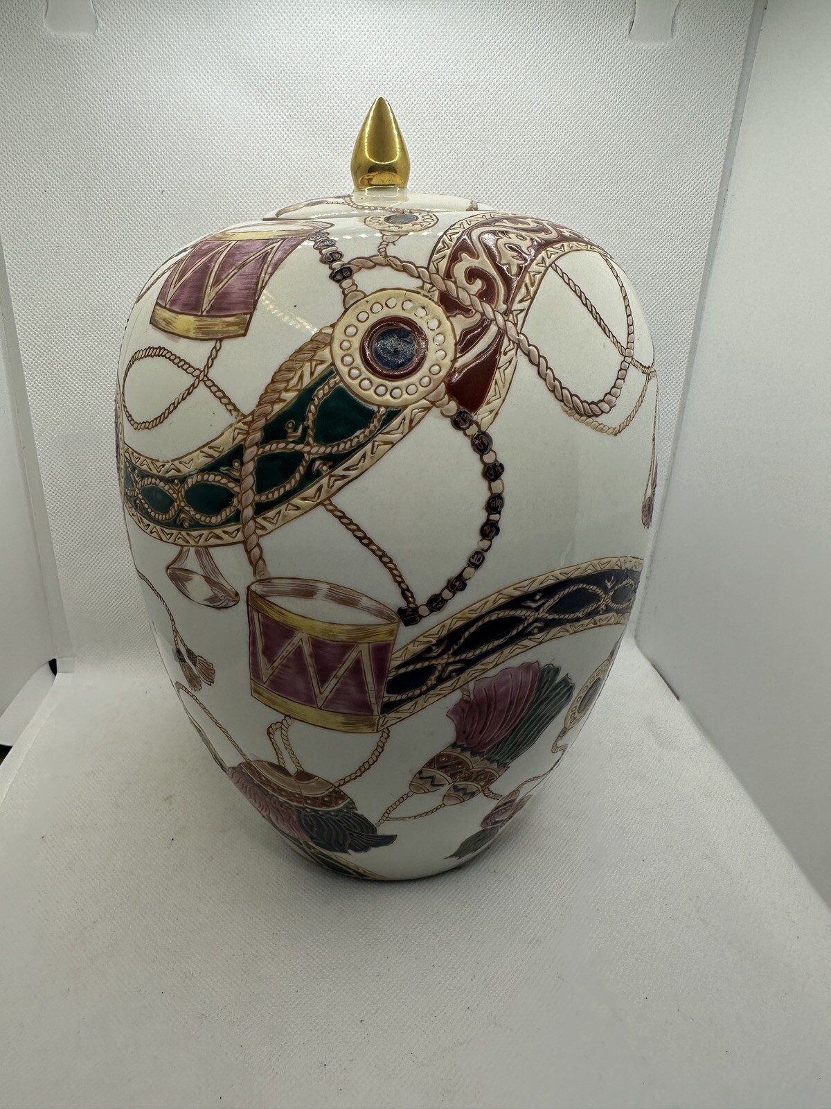 R.H. Macy & Co Decorative Porcelain Lidded Vase Urn