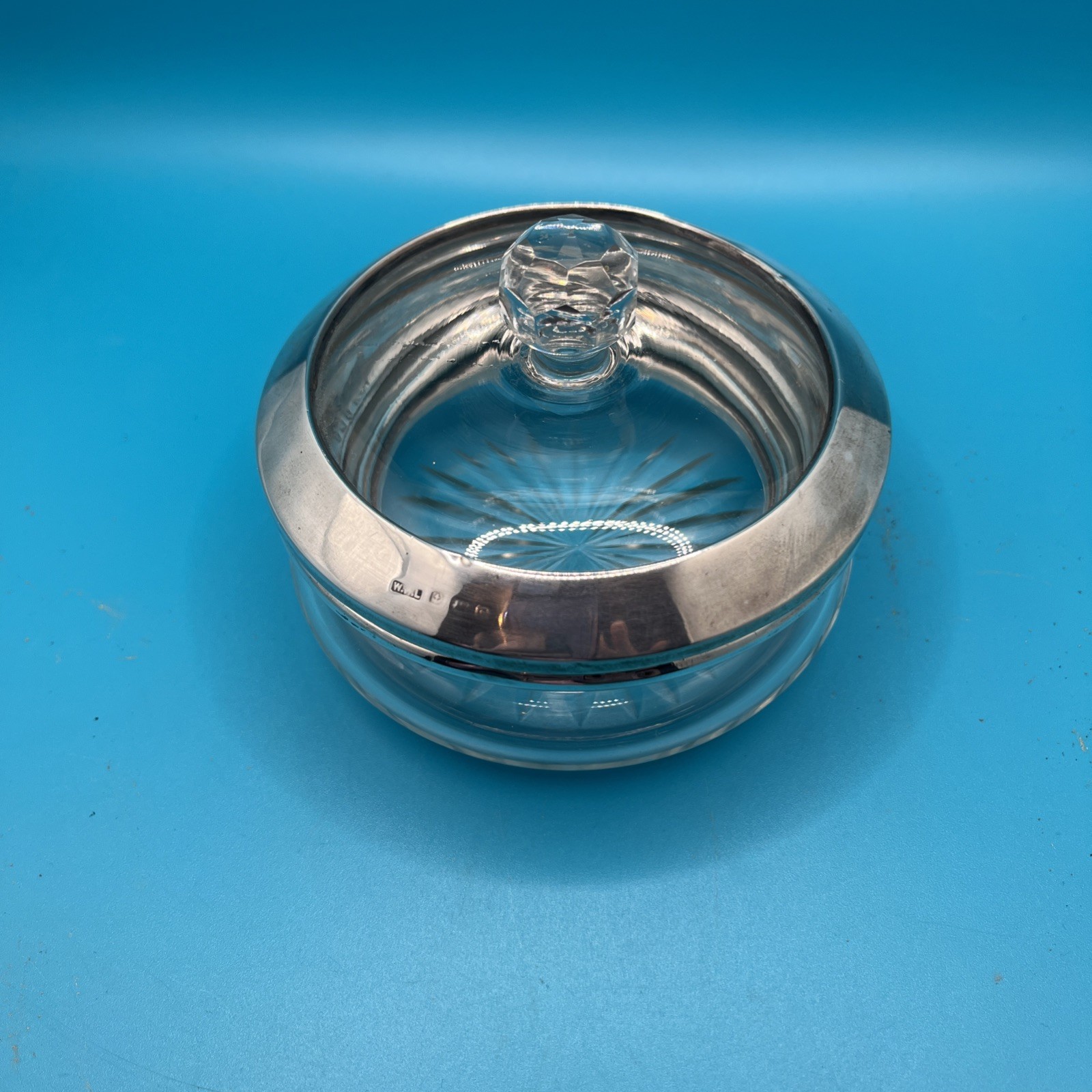 Antique silver lidded dressing table pot A J P & co Ltd WHL Birmingham
