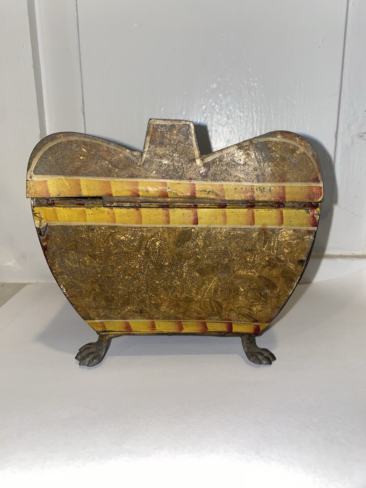 Early 19th C Toleware Tea Caddy Tin Box Primitive Folk Art Maine Antique Digest