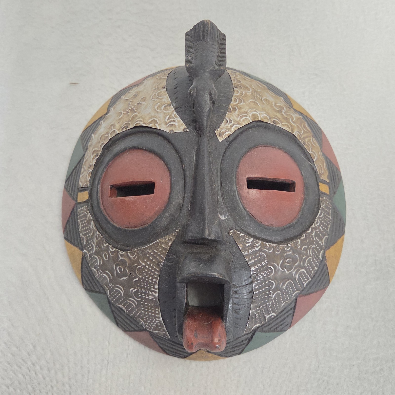 Vintage Handcrafted African Tribal Mask from Ghana – Multi-Color Wood Art rs4