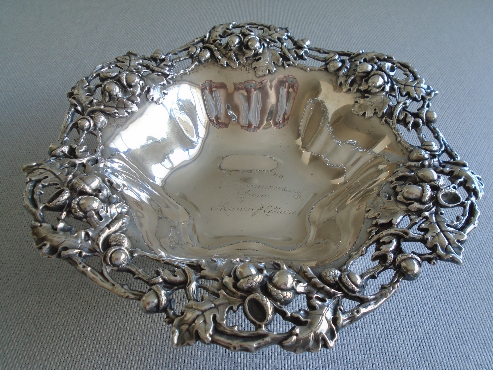 WOODSIDE STERLING ~ ART N0UVEAU BOWL 10″ ~ c1910 13.7 oz. ~ RARE & EXCELLENT!