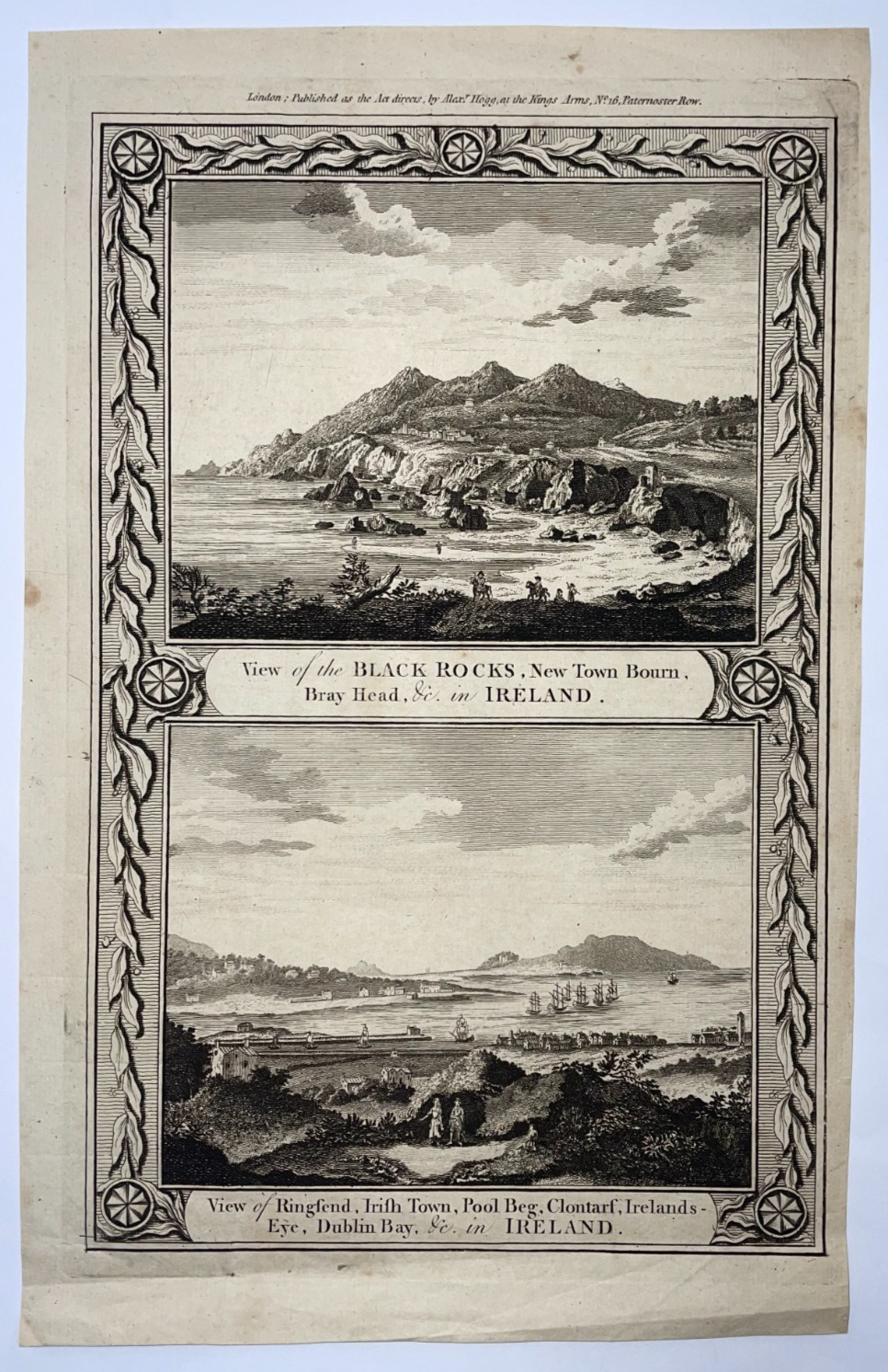 DUBLIN IRELAND 1785 ALEX HOGG MILLAR’S GEOGRAPHY TWO ANTIQUE VIEWS