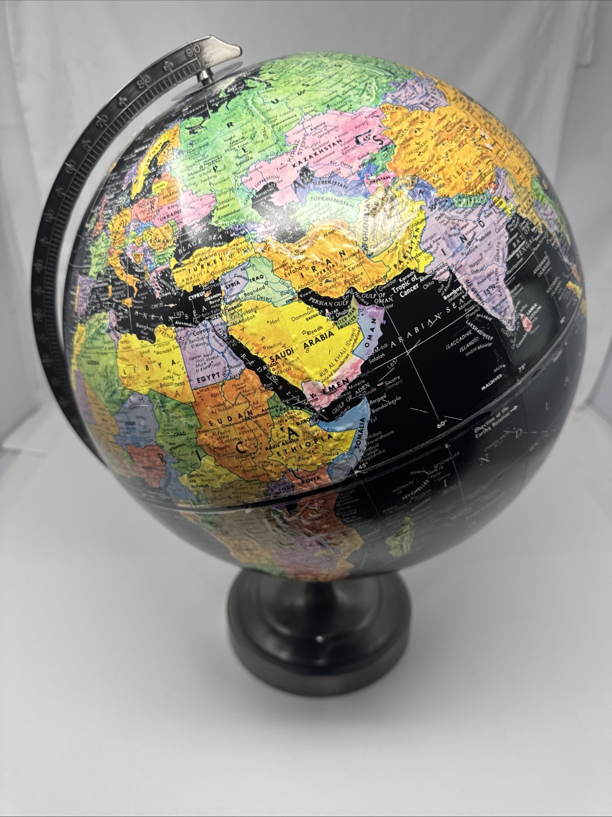 Replogle Starlight Globe 12” Black Ocean World Vtg Mcm