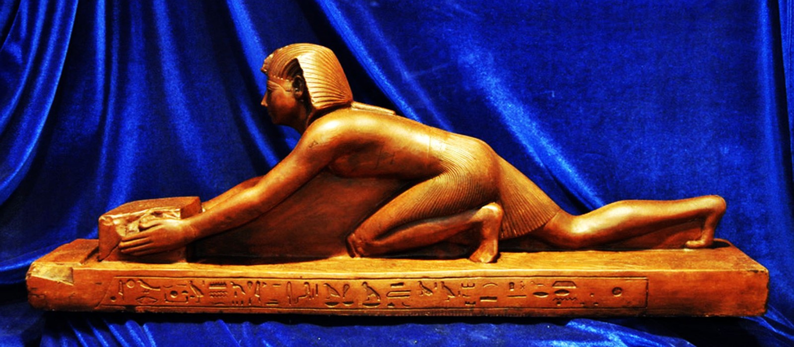 EGYPTIAN BRONZED STONE FINISH SPHINX BUST RELIEF ALVA MUSEUM NUDE PHARAOH HUGE