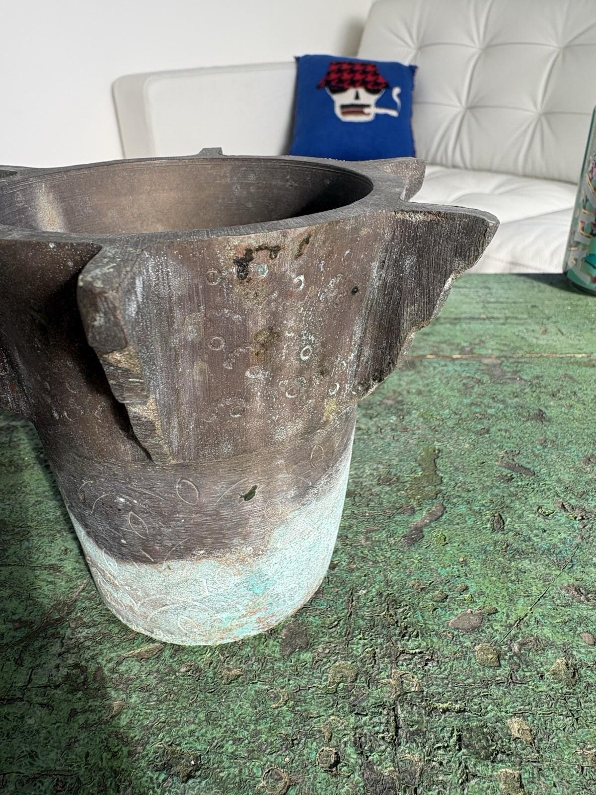 Heavy Antique Spanish Bronze Mortar Moorish Rustic Primitive Apothecary Medicine