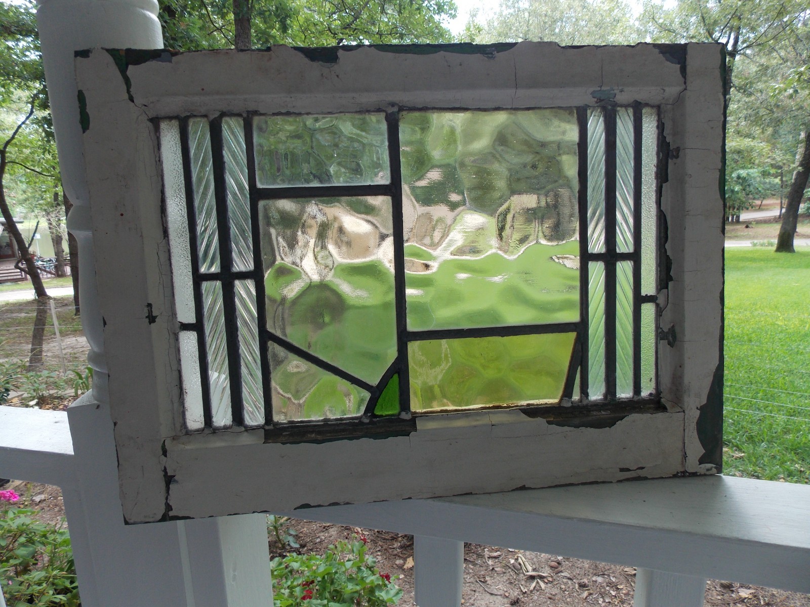 313 English Leaded Stained-Glass Window 20 1/4″ X 14 1/2″ 0 S&H Added