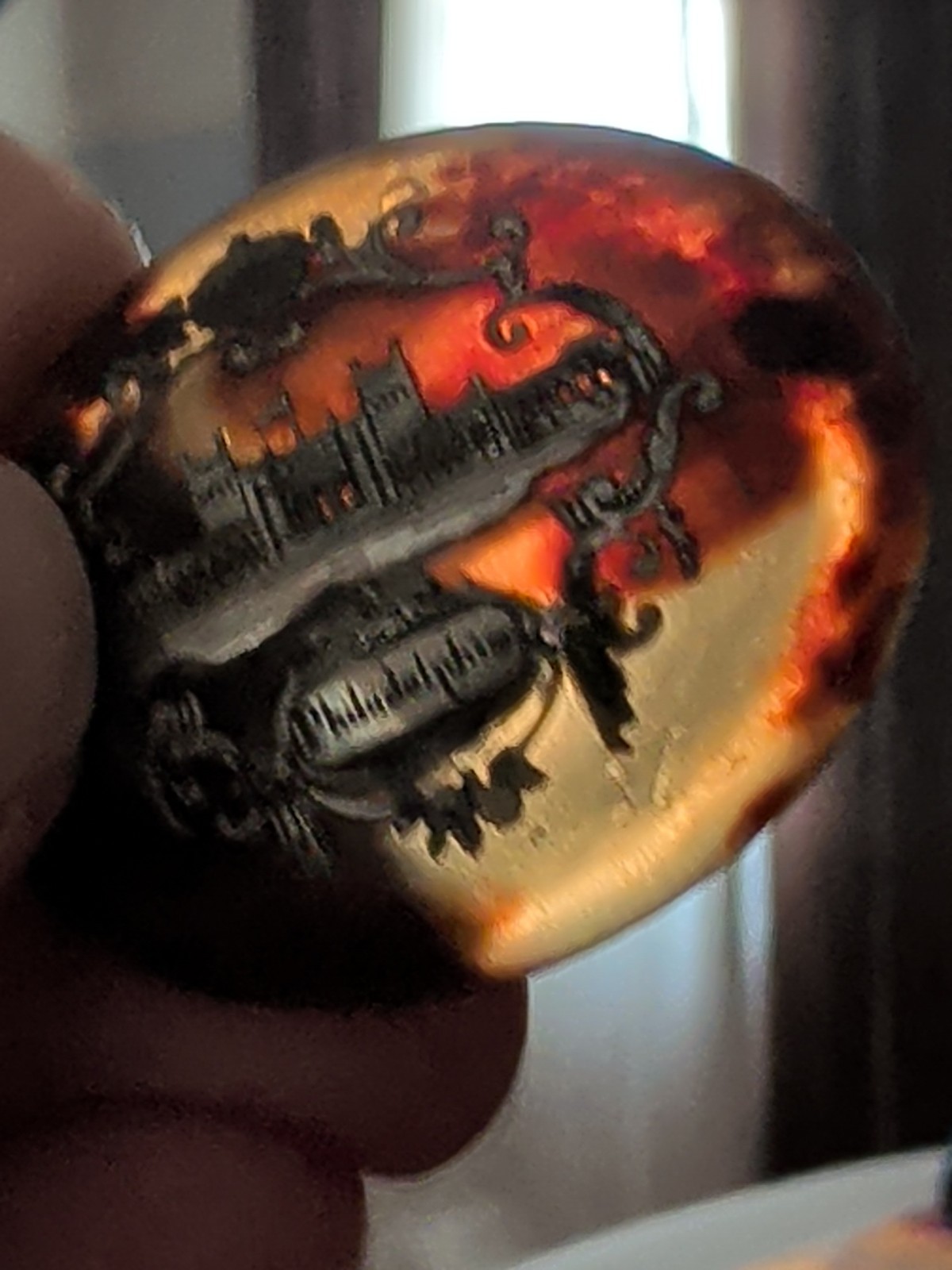1876 Philadelphia Tortoise Shell Sterling Steamboat Centennial Expo Button